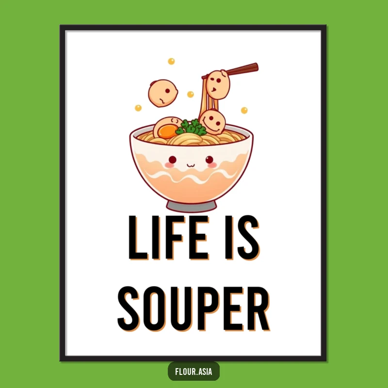 Funny Kawaii Ramen Digital Print: Juggling Fish Cakes for Instant Gifts