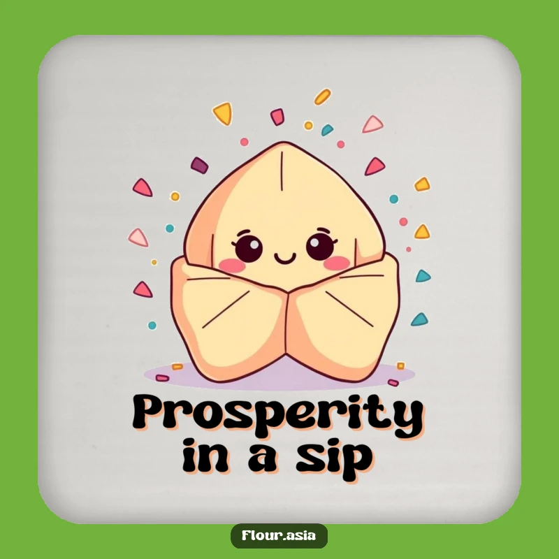 Funny Kawaii Fortune Cookie Coaster: Confetti Charm for Drink Gifts