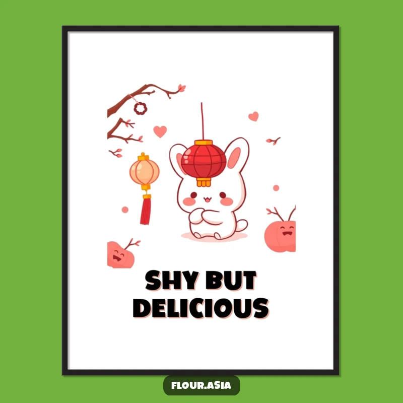 Funny Kawaii Bao Bun Poster: Hidden Lantern Art for Whimsical Decor Gift